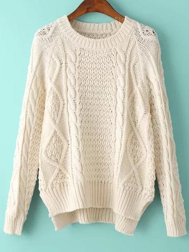 Romwe Dip Hem Split Side Sweater