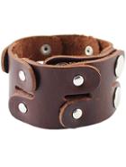 Romwe Brown Buttons Leather Bracelet