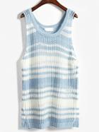 Romwe Striped Slit Side Vest