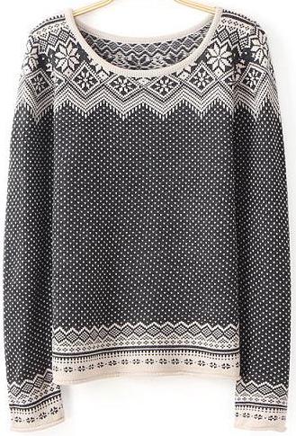Romwe Polka Dot Black Crop Sweater