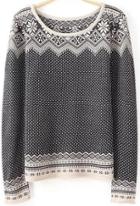Romwe Polka Dot Black Crop Sweater