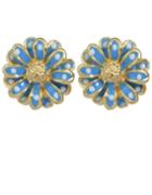 Romwe Blue Flower Shape Stud Earrings