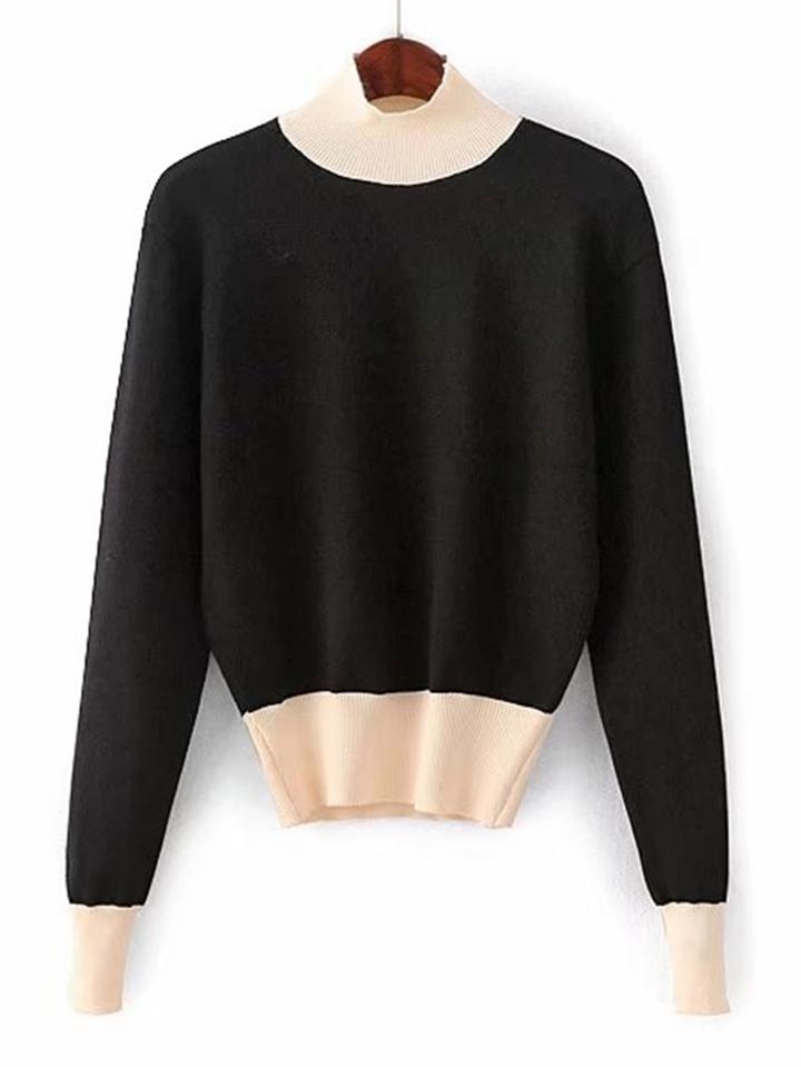 Romwe Contrast Trim  Two Tone Knitwear