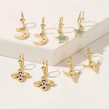 Romwe Animal & Geometry Charm Drop Earrings 4pairs