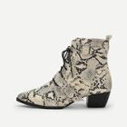 Romwe Snake Embossed Side Zip Ankle Boots