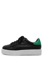Romwe Black Round Toe Lace Up Laser Out Flatform Sneakers
