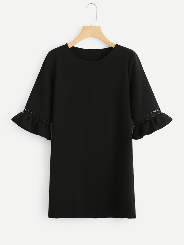 Romwe Cut Out Fluted Sleeve Top