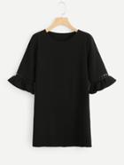 Romwe Cut Out Fluted Sleeve Top