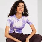 Romwe O-ring Front Ruched Tie Dye Tee