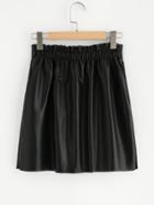 Romwe Shirred Waist Button Up Coated Skirt