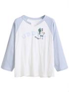 Romwe Color Block Cartoon Print Raglan Sleeve Noch Neck T-shirt