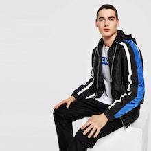 Romwe Men Contrast Raglan Sleeve Hooded Coat