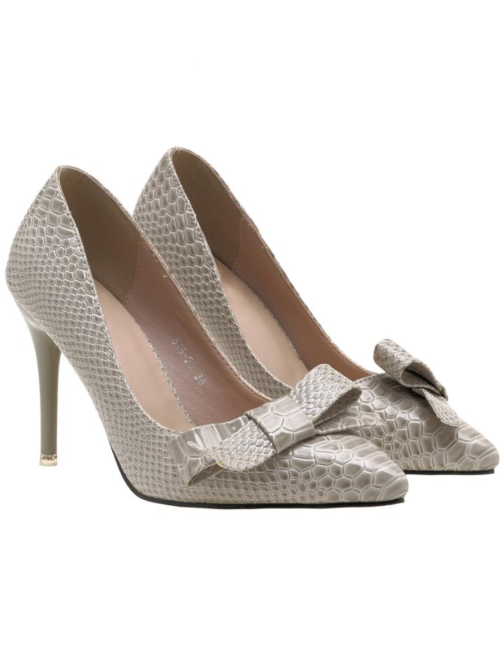 Romwe Beige Pointy Bow Stiletto Heels