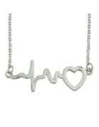 Romwe Silver Heart Shape Pendant Necklace