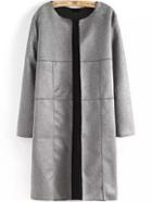 Romwe Round Neck Long Sleeve Loose Grey Coat
