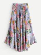 Romwe Tassel Tie Asymmetrical Floral Dress