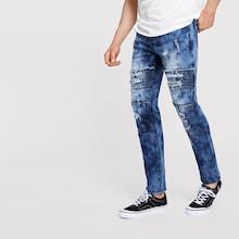 Romwe Guys Locomotive Pleats Destroyed Jeans