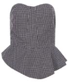 Romwe Strapless Houndstooth Peplum Hem Vest