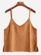 Romwe Khaki Suede Cami Top