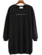 Romwe Crew Neck Letters Embroidered Sweatshirt Dress