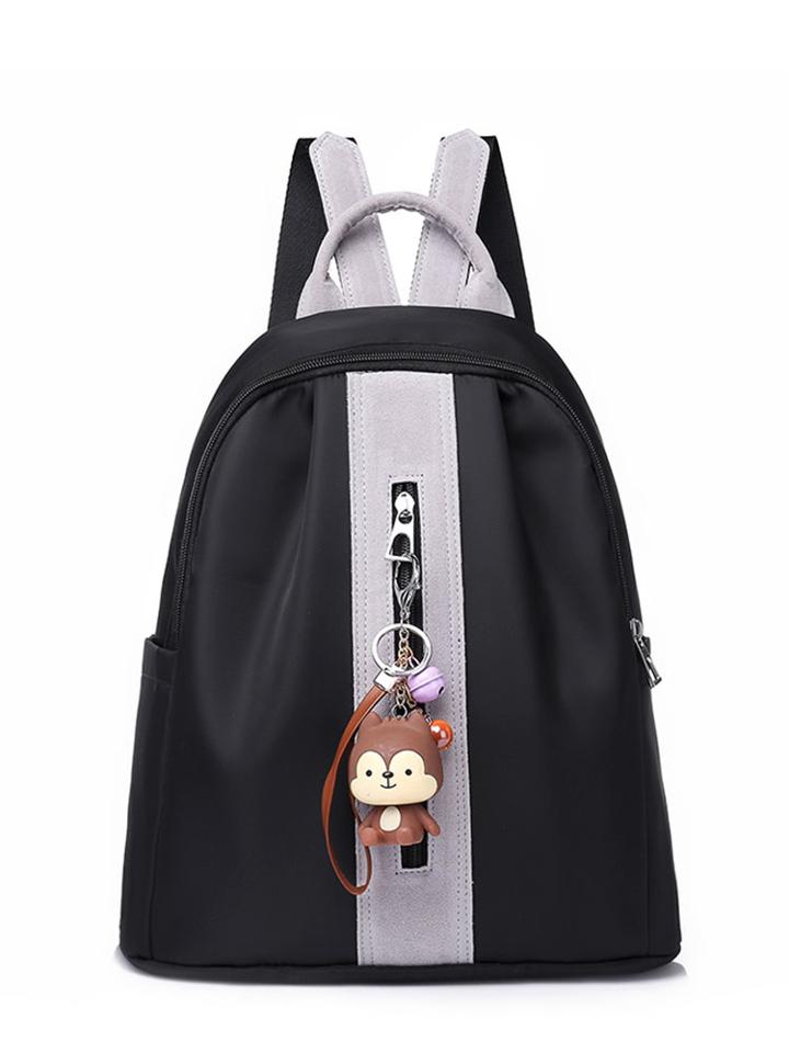 Romwe Zipper Front Striped Detail Backpack