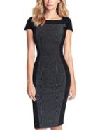Romwe Color Panel Ribbed Sheath Dress