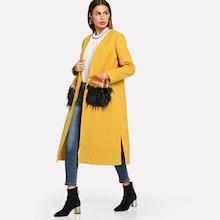 Romwe Faux Fur Pocket Longline Coat