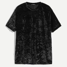 Romwe Guys Crushed Velvet Tee