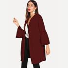 Romwe Flounce Sleeve Open Placket Coat