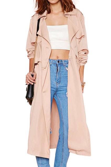 Romwe Lapel Detachable Trench Coat