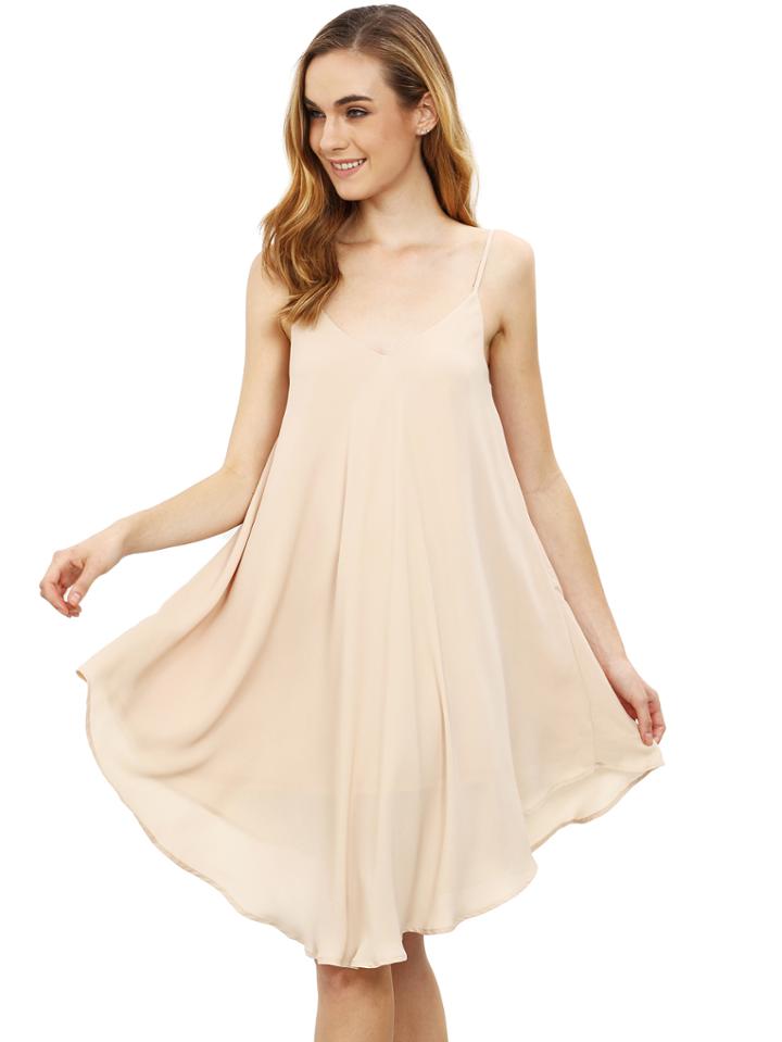 Romwe Spaghetti Strap Asymmetrical Shift Dress Sundresses