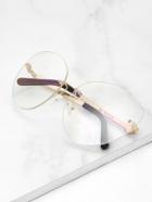 Romwe Faux Pearl Detail Rimless Glasses