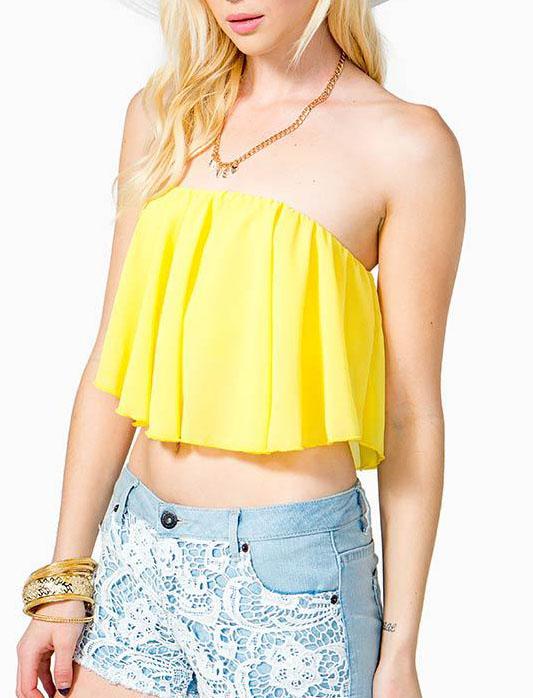 Romwe Strapless Asymmetrical Hem Crop Vest