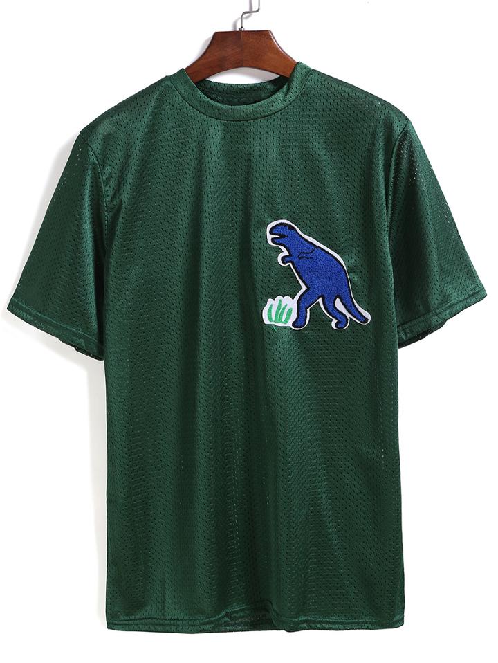 Romwe Dinosaur Patch Loose T-shirt