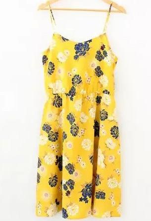 Romwe Spaghetti Strap Florals Bohemian Style Dress