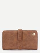 Romwe Button Front Foldover Pu Wallet