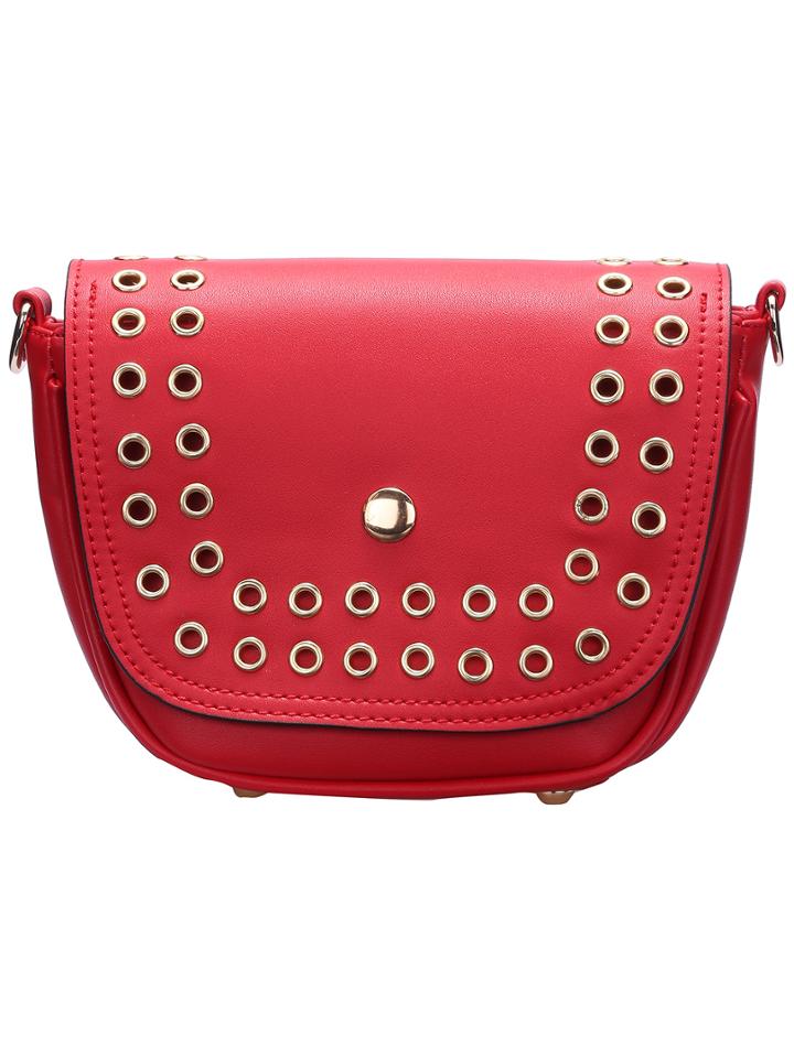 Romwe Red Magnetic Eyelet Cross Body Bag