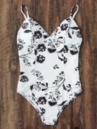 Romwe Calico Print V Cut Swimsuit