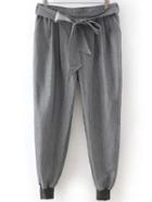 Romwe Vertical Stripe Pockets Grey Pant