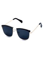 Romwe Gold Open Frame Black Lens Sunglasses