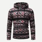 Romwe Men Christmas Print Drawstring Hoodie