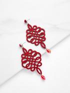 Romwe Chinese Knot Design Drop Earrings