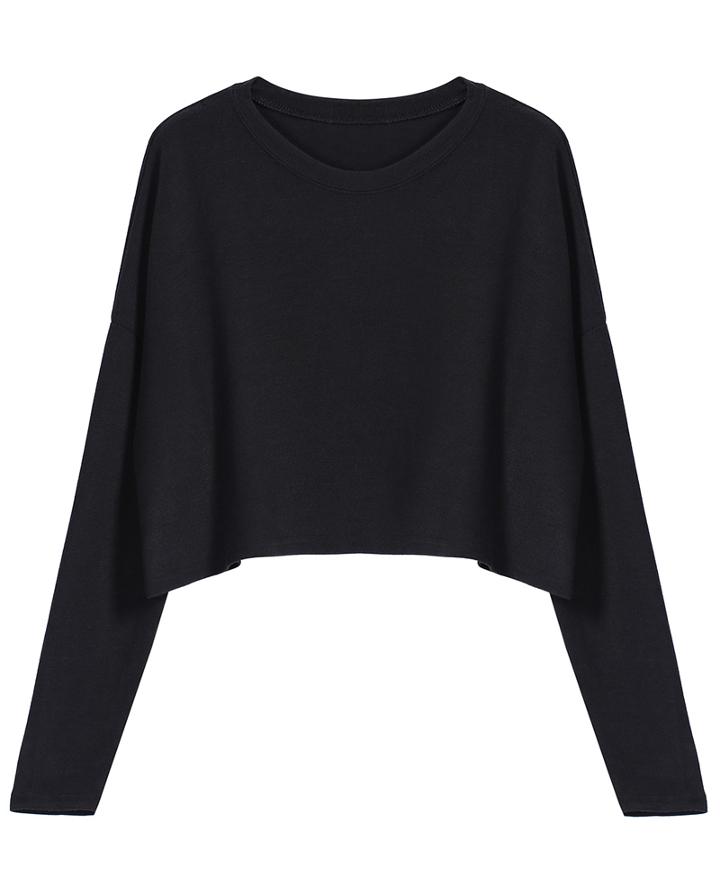Romwe Round Neck Crop Loose T-shirt