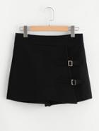 Romwe Square Buckle Tiered Skirt