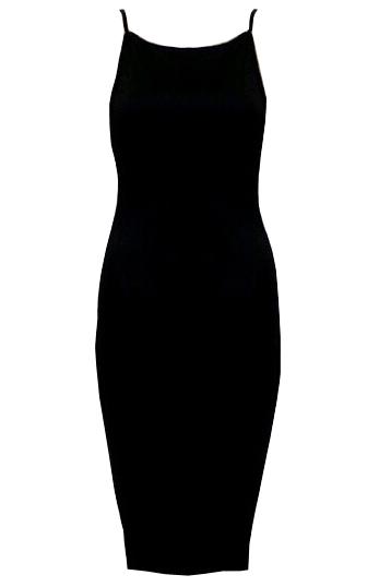 Romwe Black Spaghetti Strap Backless Bodycon Dress