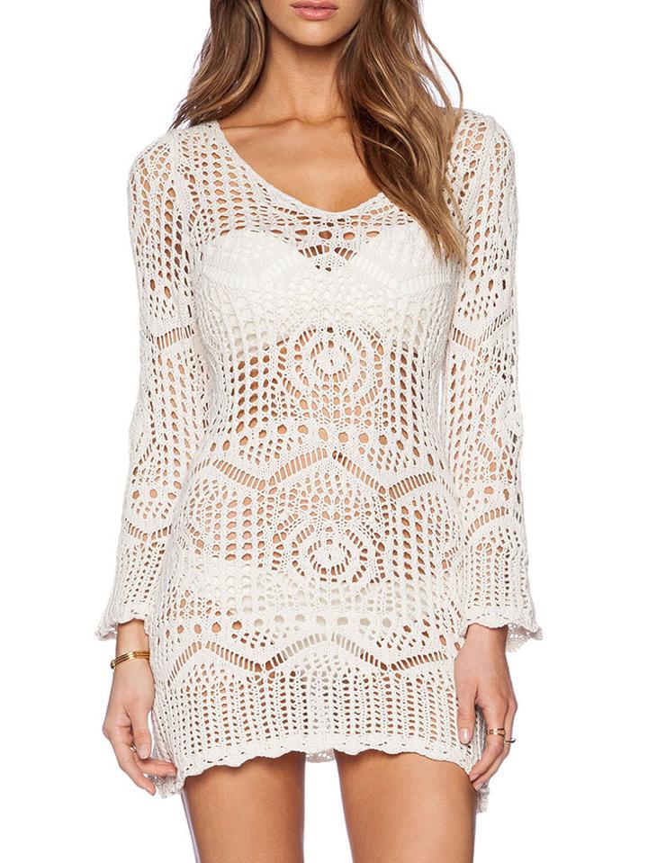 Romwe V Neck Eyelet Sweater Dress