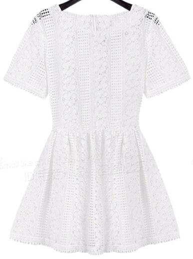 Romwe Hollow Lace Two Pieces Top With Shorts