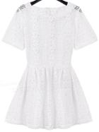 Romwe Hollow Lace Two Pieces Top With Shorts