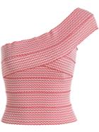 Romwe Oblique Shoulder Slim Red Top