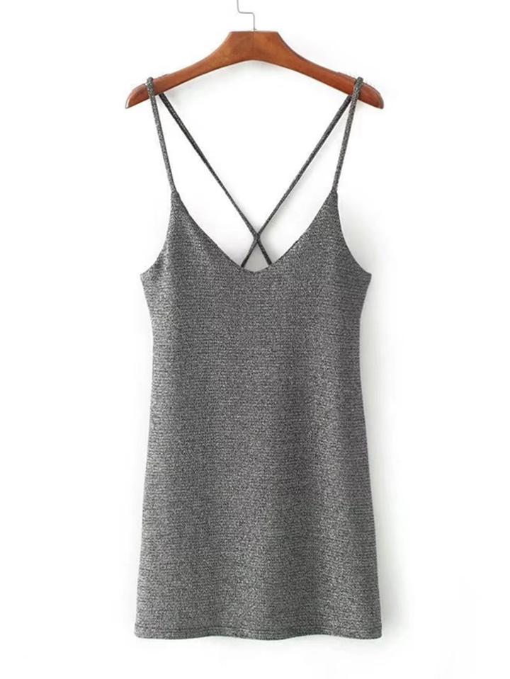 Romwe Cross Back Cami Dress